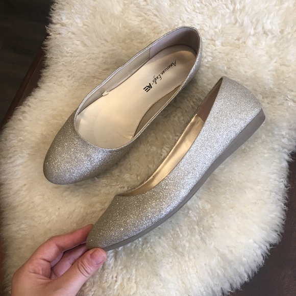 AEO - Glitter Silver Gold Metallic Ballet Flats 8.5 - Picture 7 of 16